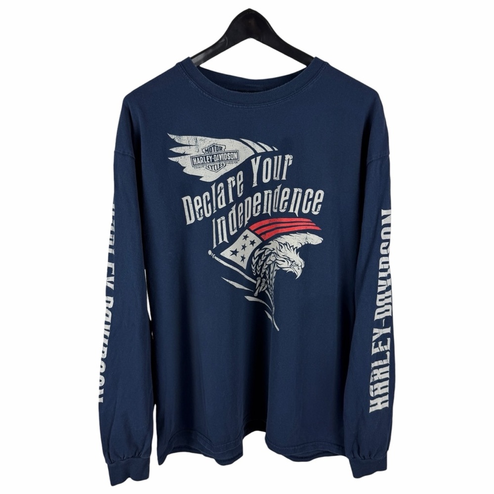 Mens 2000s Harley Davidson Motorcycles Independence Eagle Biker Shirt Size XL